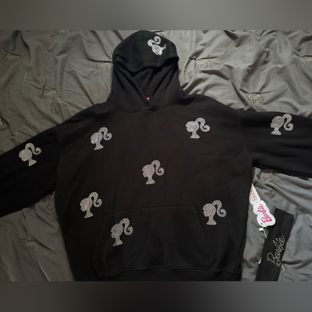 Barbie Black Hoodie with Silver Details
